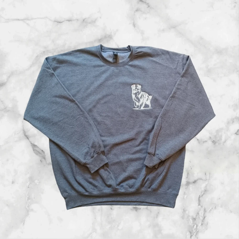 Sweat gris brodé Chien